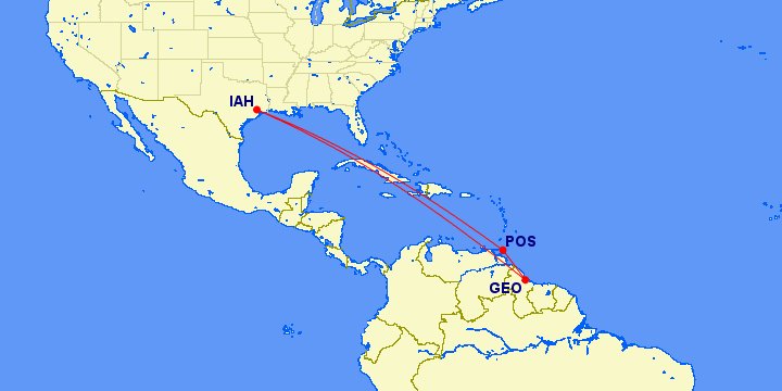 caribbean airlines iah map