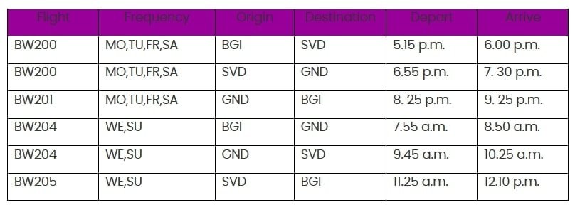cal barbados schedule 1