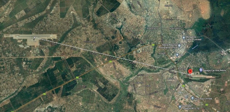 copperbelt airport distance
