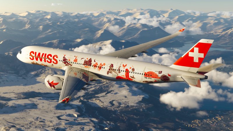 SWISS Unveils 'Wanderlust' Airbus A350 Livery Via Microsoft Flight