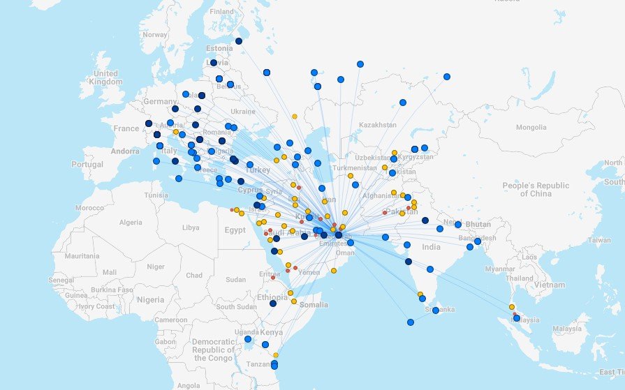 flydubai route network october 2025