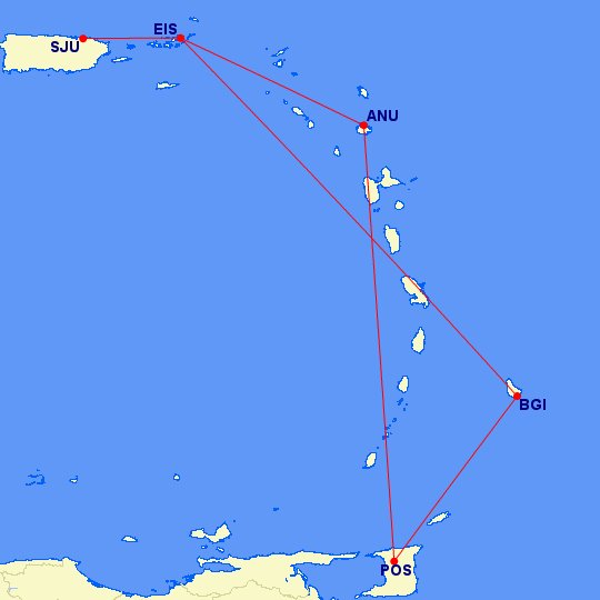 caribbean airlines august 2024 tortola route