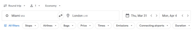 google flights basic search