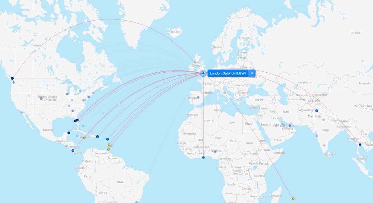 british airways london gatwick 777 routes