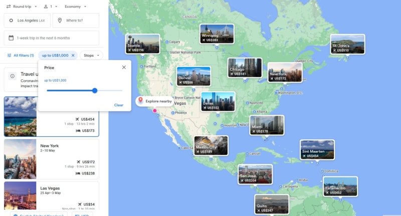 google flights vacation search