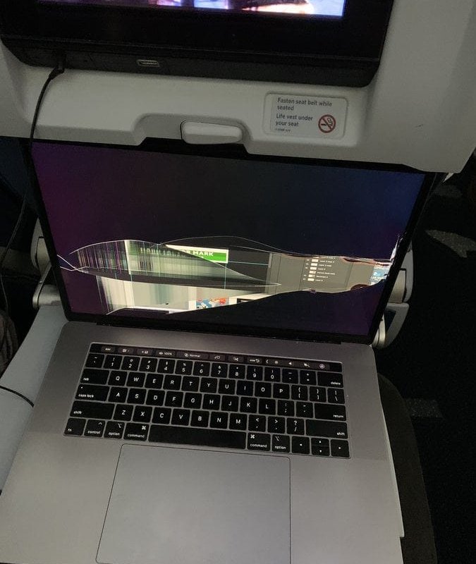 broken laptop seatback delta 1