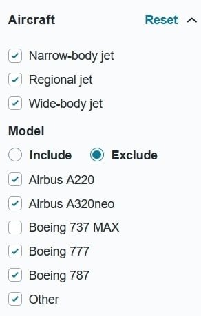 kayak aircraft selector 1